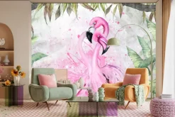 Fototapeta: Abstrakcyjne flamingi w dżungli