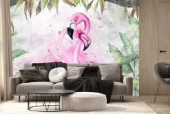 Fototapeta: Abstrakcyjne flamingi w dżungli