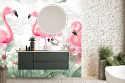Fototapeta: Abstrakcyjne flamingi wśród liści