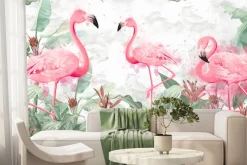 Fototapeta: Abstrakcyjne flamingi wśród liści