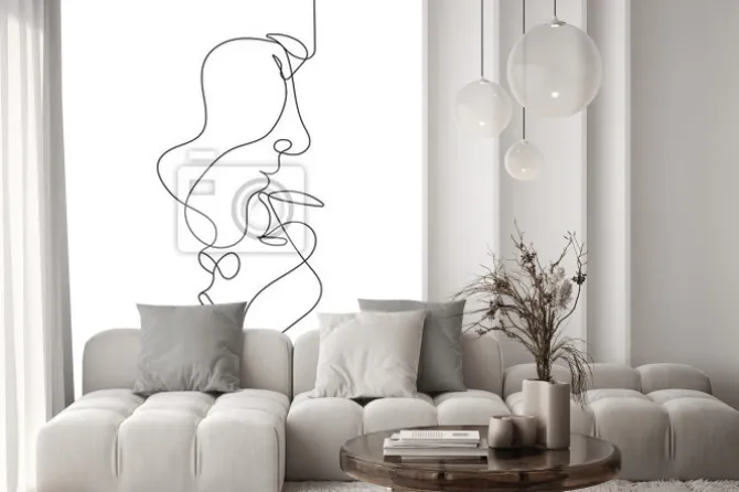 Fototapeta: Abstrakcyjne kontury twarzy w stylu line art