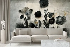 Fototapeta: Abstrakcyjne kwiaty w nowoczesnym stylu na betonowym tle