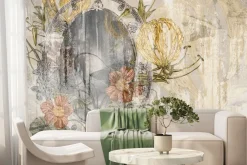 Fototapeta: Abstrakcyjne lustro wśród kwiatów