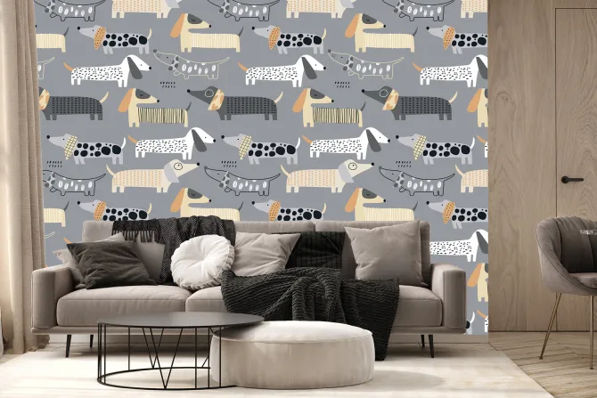 Fototapeta: Abstrakcyjne malowane psy jamniki