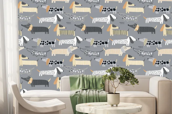 Fototapeta: Abstrakcyjne malowane psy jamniki