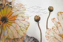 Fototapeta: Abstrakcyjne maki i sylwetki białych ptaków