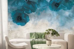 Fototapeta: Abstrakcyjne niebieskie maki na betonowym tle