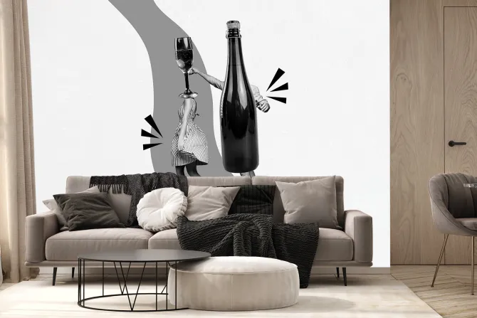 Fototapeta: Abstrakcyjne przedstawienie kieliszka i wina