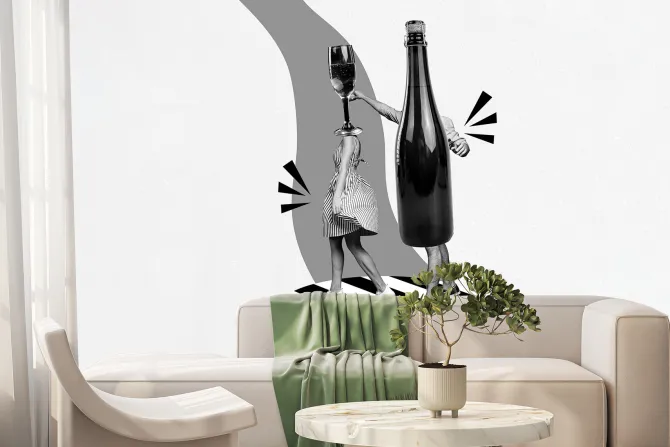 Fototapeta: Abstrakcyjne przedstawienie kieliszka i wina