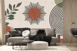 Fototapeta: Abstrakcyjne słońce z roślinnością