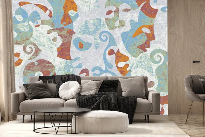 Fototapeta: Abstrakcyjne twarze w stylu bauhaus artystyczna grafika