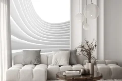 Fototapeta: Abstrakcyjne tło architektury. renderowanie 3d białego okrągłego