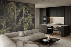 Fototapeta: Abstrakcyjne złote fale z linii