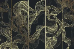 Fototapeta: Abstrakcyjne złote fale z linii