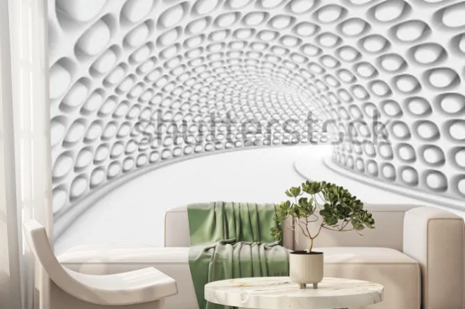 Fototapeta: Abstrakcyjny biały tunel z efektem 3d