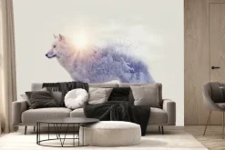 Fototapeta: Abstrakcyjny biały wilk z drzewami