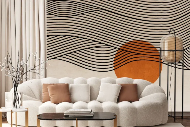 Fototapeta: Abstrakcyjny krajobraz z zachodem słońca