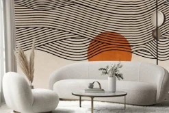 Fototapeta: Abstrakcyjny krajobraz z zachodem słońca