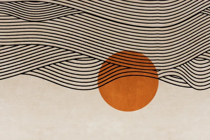 Fototapeta: Abstrakcyjny krajobraz z zachodem słońca