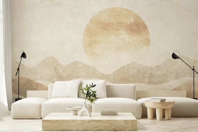 Fototapeta: Abstrakcyjny krajobraz góry i zachód słońca teksturowe tło