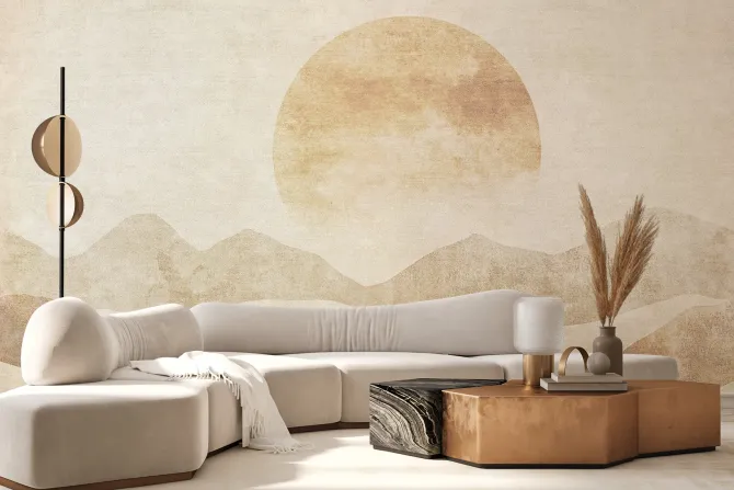 Fototapeta: Abstrakcyjny krajobraz góry i zachód słońca teksturowe tło