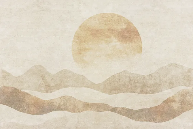 Fototapeta: Abstrakcyjny krajobraz góry i zachód słońca teksturowe tło