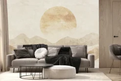 Fototapeta: Abstrakcyjny krajobraz góry i zachód słońca teksturowe tło