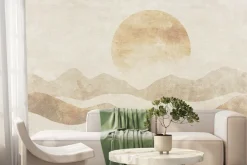 Fototapeta: Abstrakcyjny krajobraz góry i zachód słońca teksturowe tło