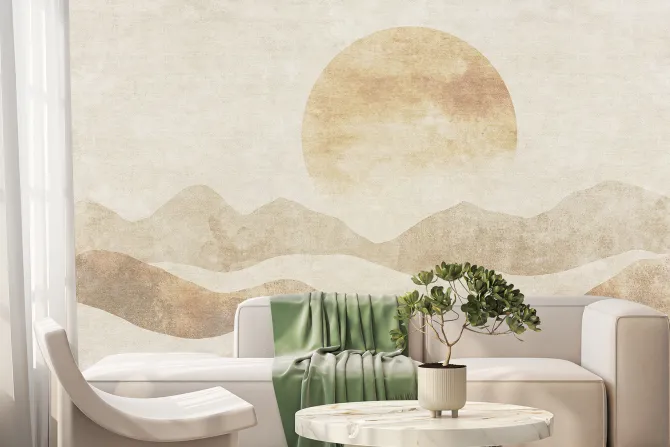 Fototapeta: Abstrakcyjny krajobraz góry i zachód słońca teksturowe tło