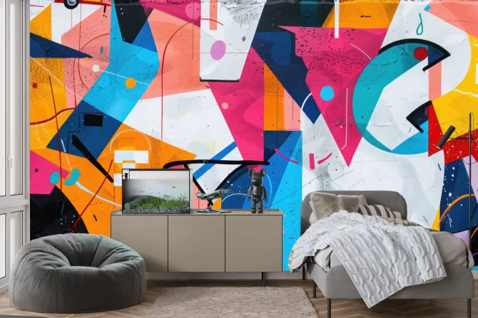 Fototapeta: Abstrakcyjny mural graffiti z geometrycznymi kształtami