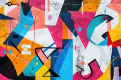Fototapeta: Abstrakcyjny mural graffiti z geometrycznymi kształtami