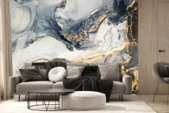 Fototapeta: Abstrakcyjny marmur z niebieskim i złotym kolorem