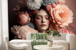 Fototapeta: Abstrakcyjny portret kobiety z głową w kwiatach