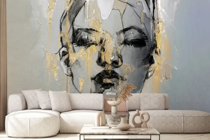 Fototapeta: Abstrakcyjny portret kobiety ze złotem