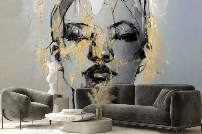 Fototapeta: Abstrakcyjny portret kobiety ze złotem