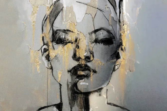 Fototapeta: Abstrakcyjny portret kobiety ze złotem