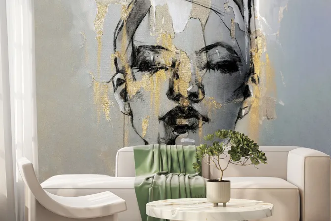 Fototapeta: Abstrakcyjny portret kobiety ze złotem