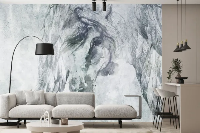 Fototapeta: Abstrakcyjny portret konia na betonowej ścianie