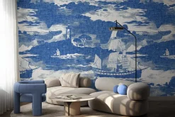 Fototapeta: Abstrakcyjny pejzaż morski w niebieskich odcieniach