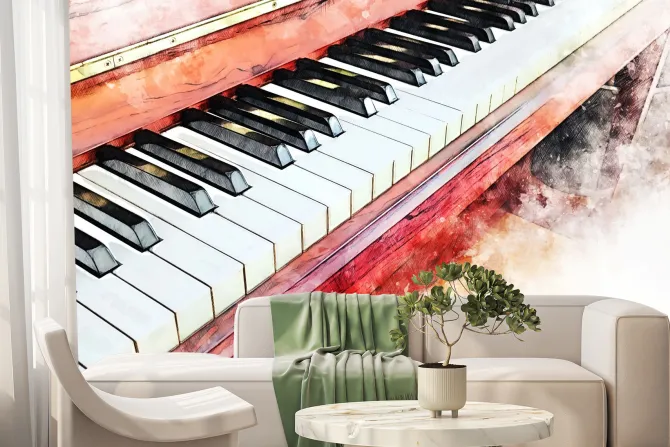 Fototapeta: Abstrakcyjny pomarańczowy fortepian