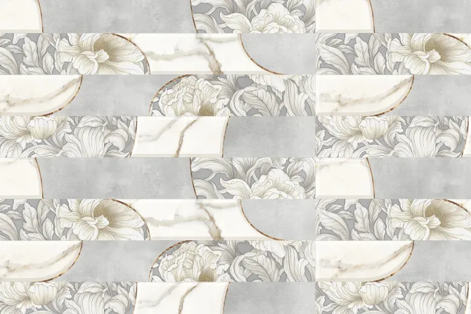 Fototapeta: Abstrakcyjny szary wzór z kwiatami