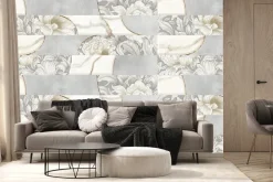 Fototapeta: Abstrakcyjny szary wzór z kwiatami