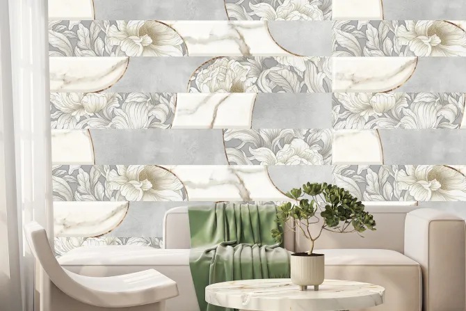 Fototapeta: Abstrakcyjny szary wzór z kwiatami