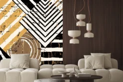 Fototapeta: Abstrakcyjny wzór z kołami i geometrycznymi paskami