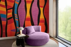 Fototapeta: Abstrakcyjny wzór czerwonych i żółtych kształtów