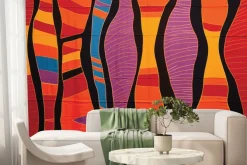 Fototapeta: Abstrakcyjny wzór czerwonych i żółtych kształtów