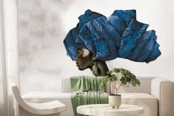 Fototapeta: Afrykańska kobieta z niebieskim turbanem