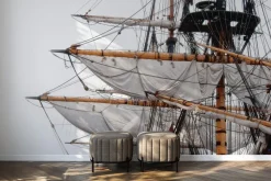 Fototapeta: Żagle dużego statku na białym tle