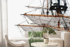 Fototapeta: Żagle dużego statku na białym tle