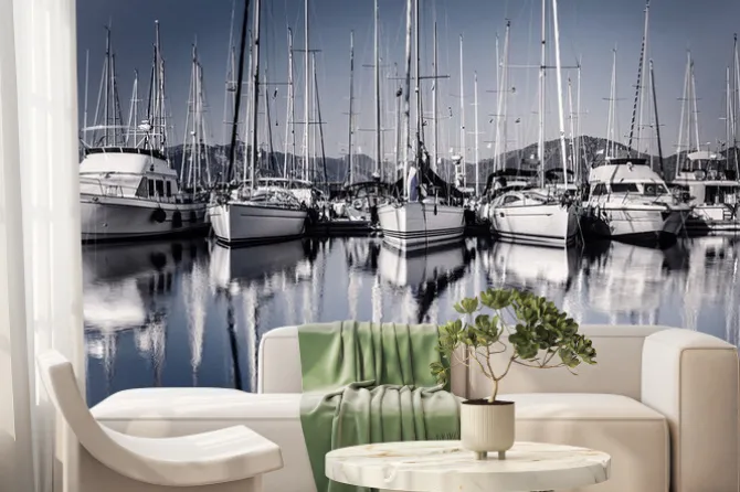 Fototapeta: Żaglowiec port w godzinach wieczornych